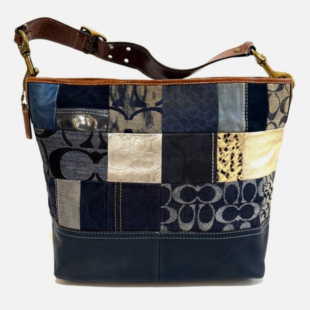 Coach Denim and Leather Patchwork Shoulder Bag